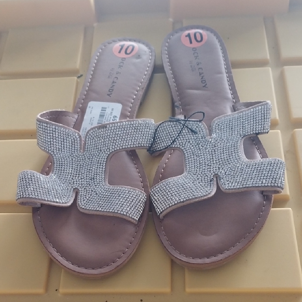 Rock & Candy Silver and Tan Sandals